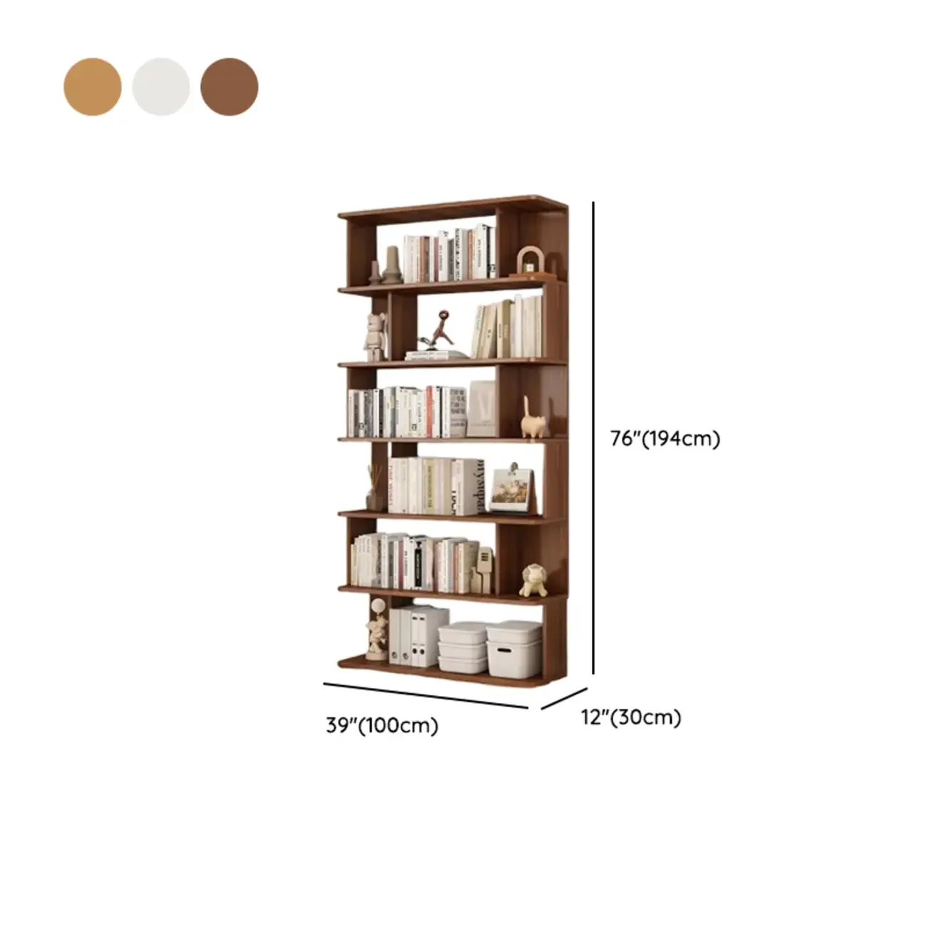 Modern White Open Back Wood 5 Shelf Bookshelf