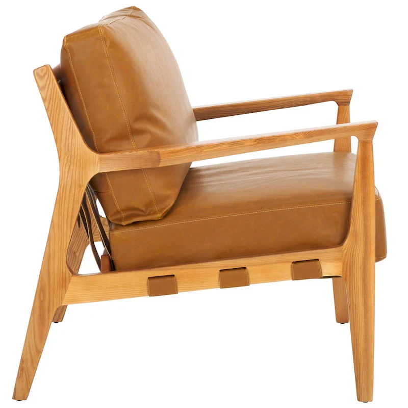 SAFAVIEH Donie Solid Wood Accent Chair with Cushion (Fully Assembled) - 28 In. W x 33 In. D x 34 In. H - 28Wx33Dx34H