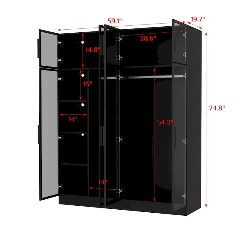 Modern Aluminum Framed Wardrobe: Spacious Design with LED Armoires