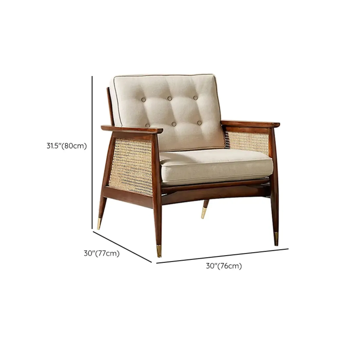 Glam Flannel High Back White Arm Accent Chair