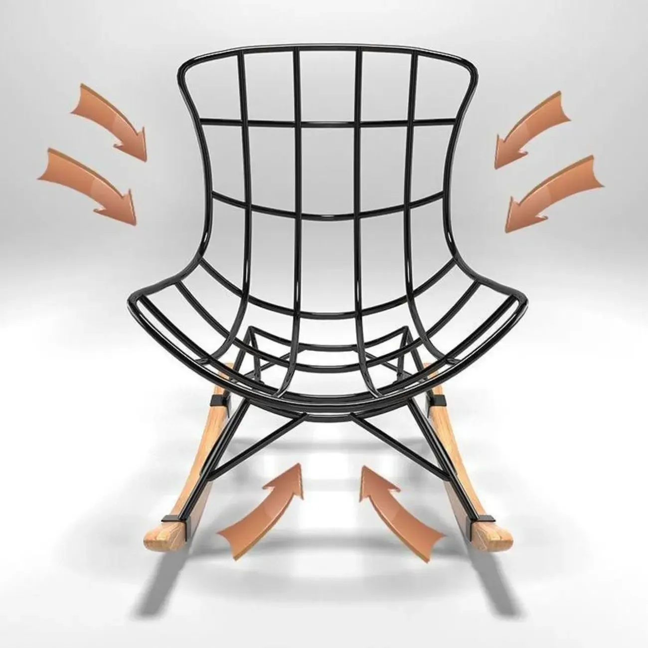 Faux Leather Wingback Rocking Chair with Removable Cushions