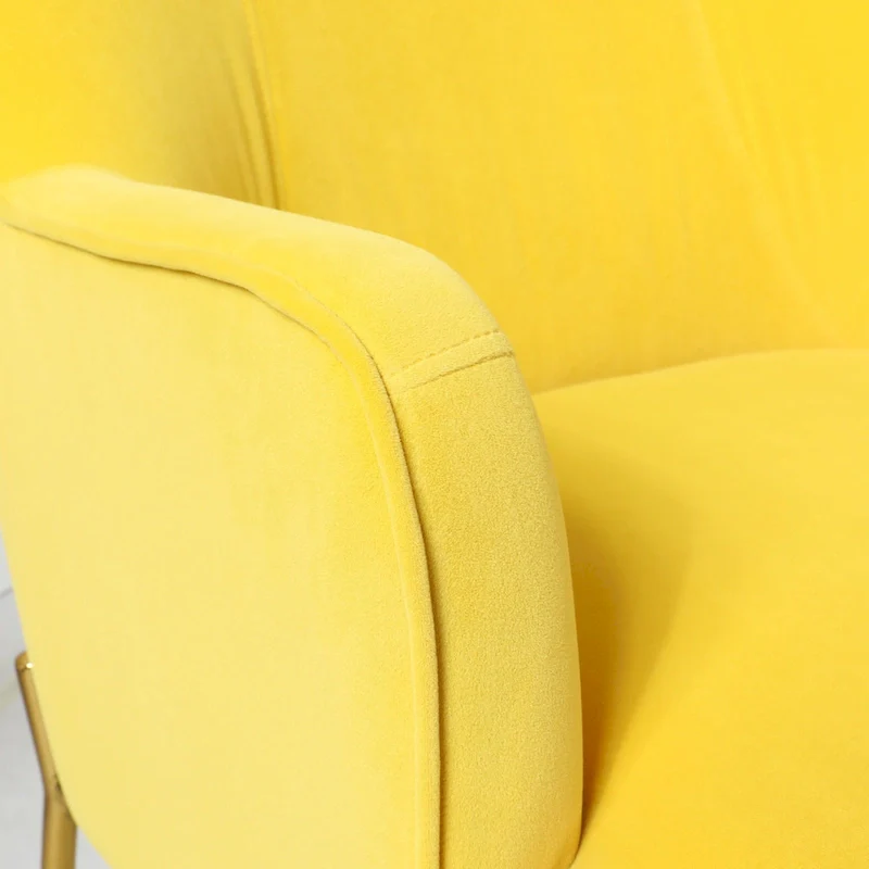 Ma Modern Velvet Accent Chair with Golden Legs Set of 2 by