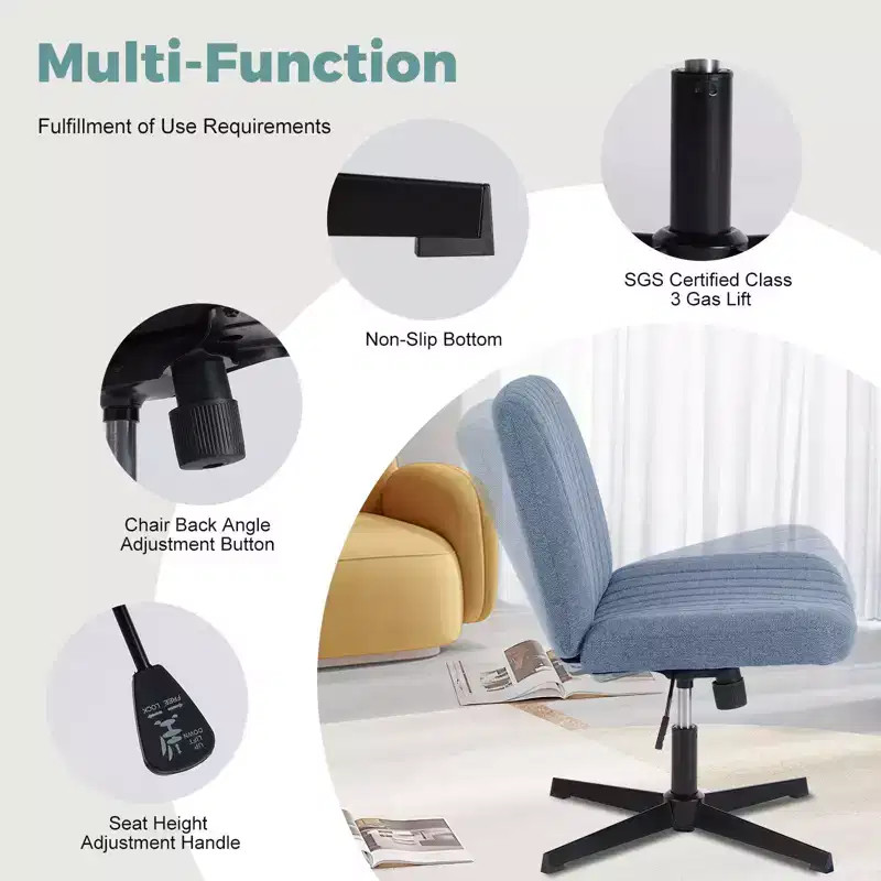 JIONJOY Fabric Adjustable Height Ergonomic Task Chair with Criss Cross Chair Legged