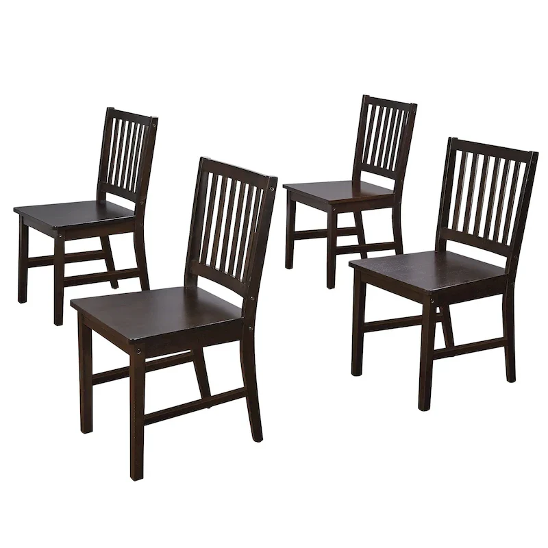 Solid Rubberwood Slat Back Dining Chairs – Espresso / Black / White / Charcoal Grey