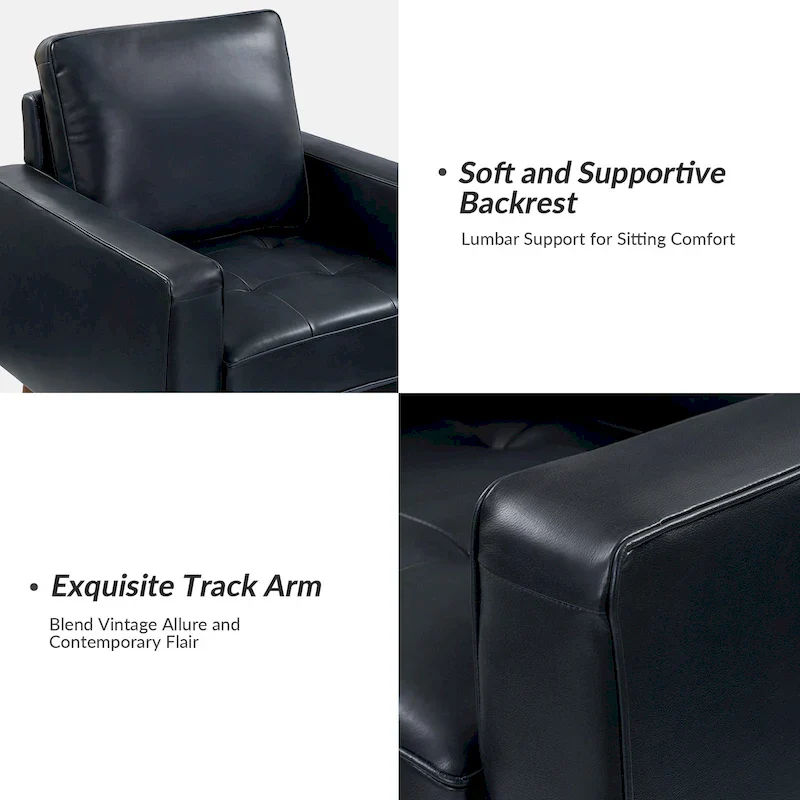 Elizabeth Mid-century Genuine Leather Arm Chair by HULALA HOME