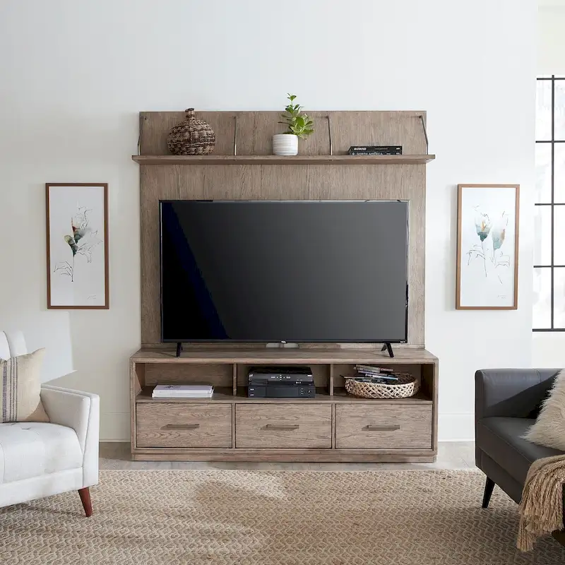 Burnished Beige 2-Piece TV Console & Entertainment Deck Set