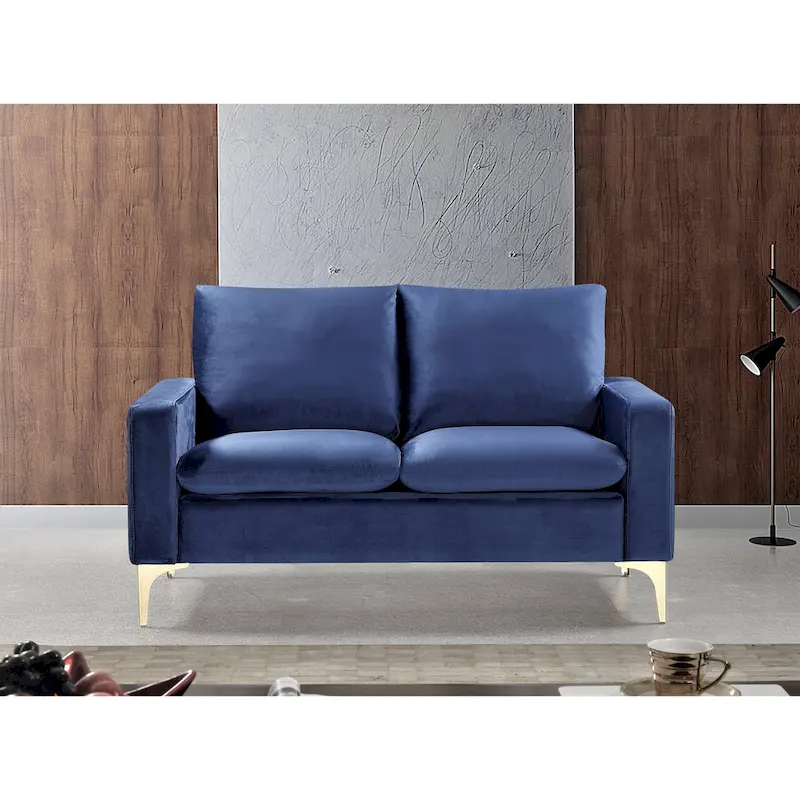 Velvet Loveseat with Gold-Tone Legs