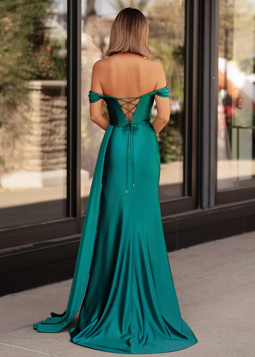 Mermaid Satin Long Prom Dress with Slit