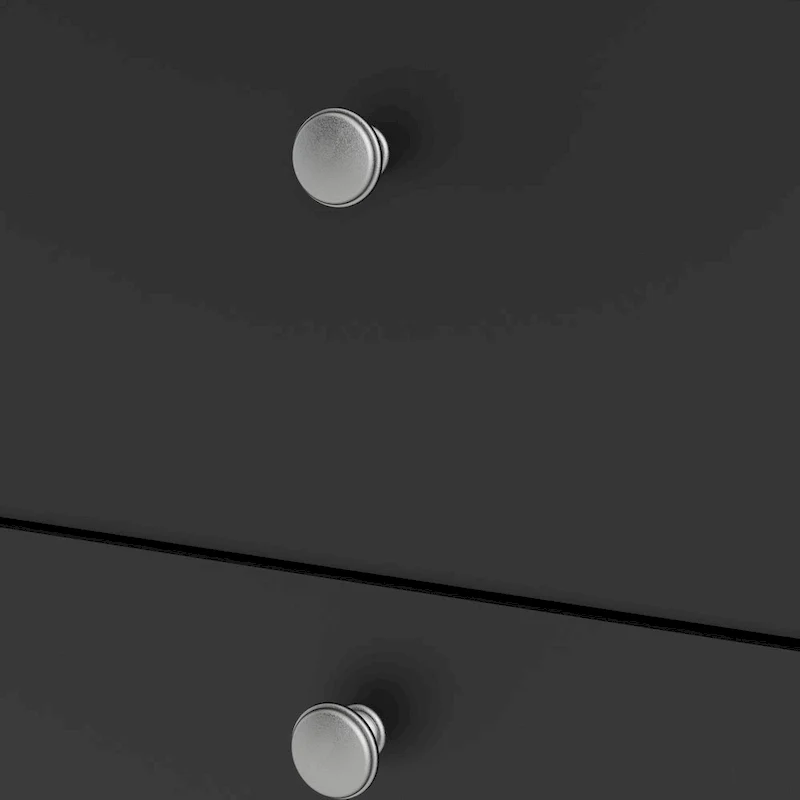 Grey 5-Drawer Chest with Leather Handles