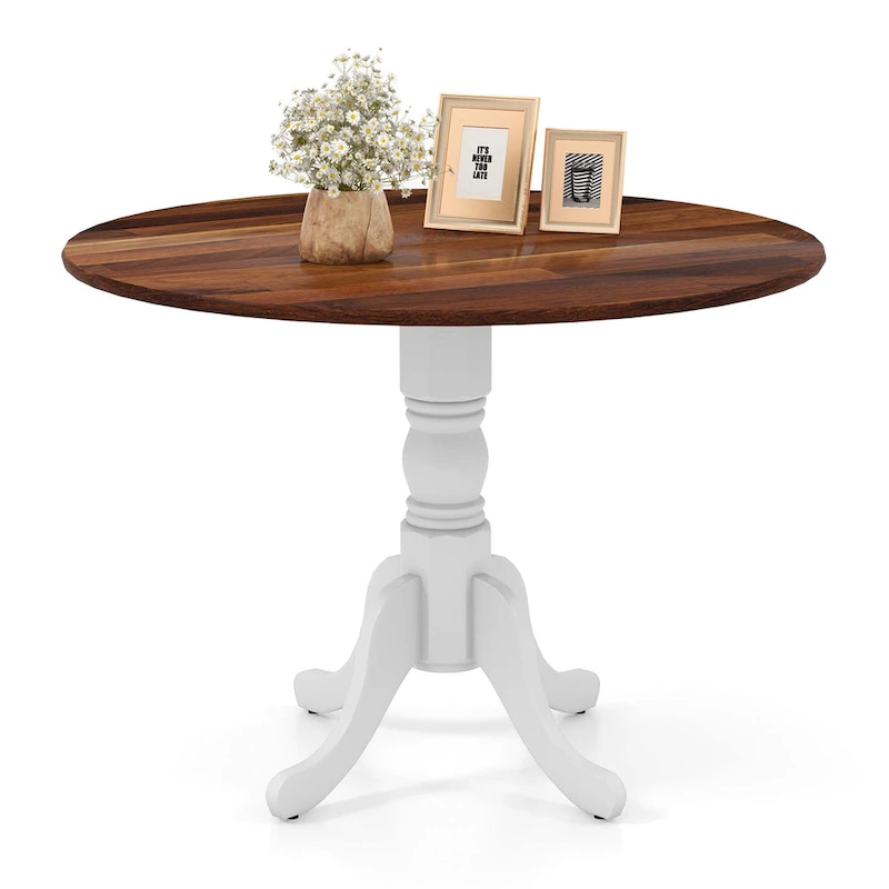 Costway Rustic Dining Table Wooden Dining Table with Round Tabletop & - See Details