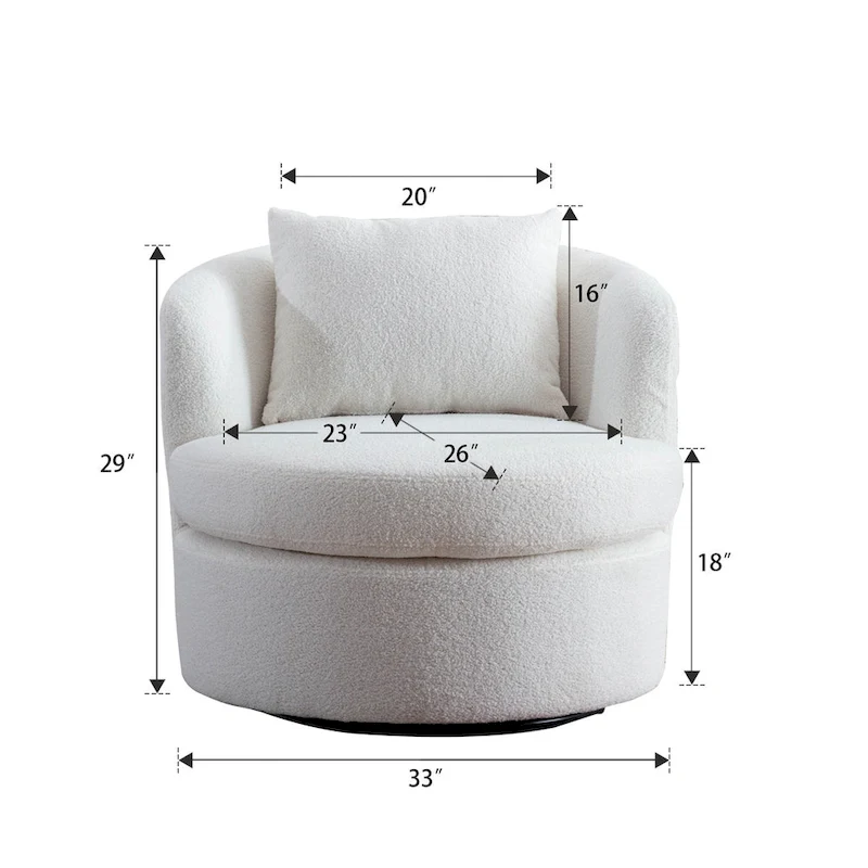 Swivel Barrel Chair with Lamb Wool Fabric