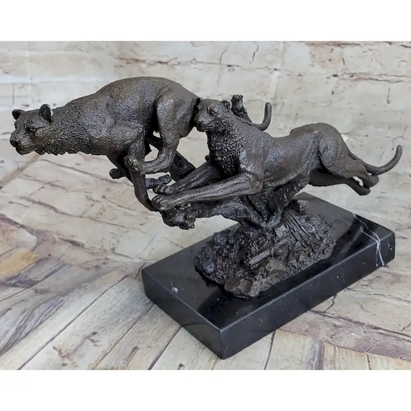 Henry Moore Cougar Jaguar Puma Wild Life Bronze Sculpture Statue Figurine Figure