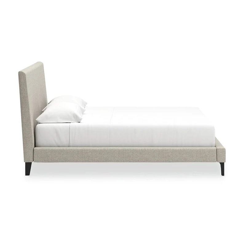 Light Gray King Upholstered Bed with Roll Slats