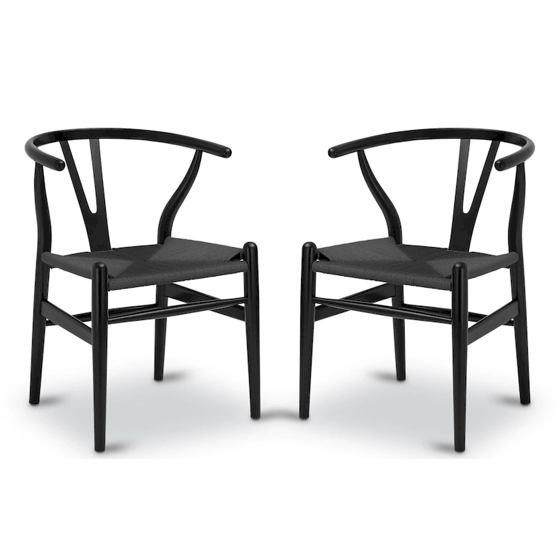 Poly & Bark Weave Chairs - Solid Wood Frame (Set of 2)
