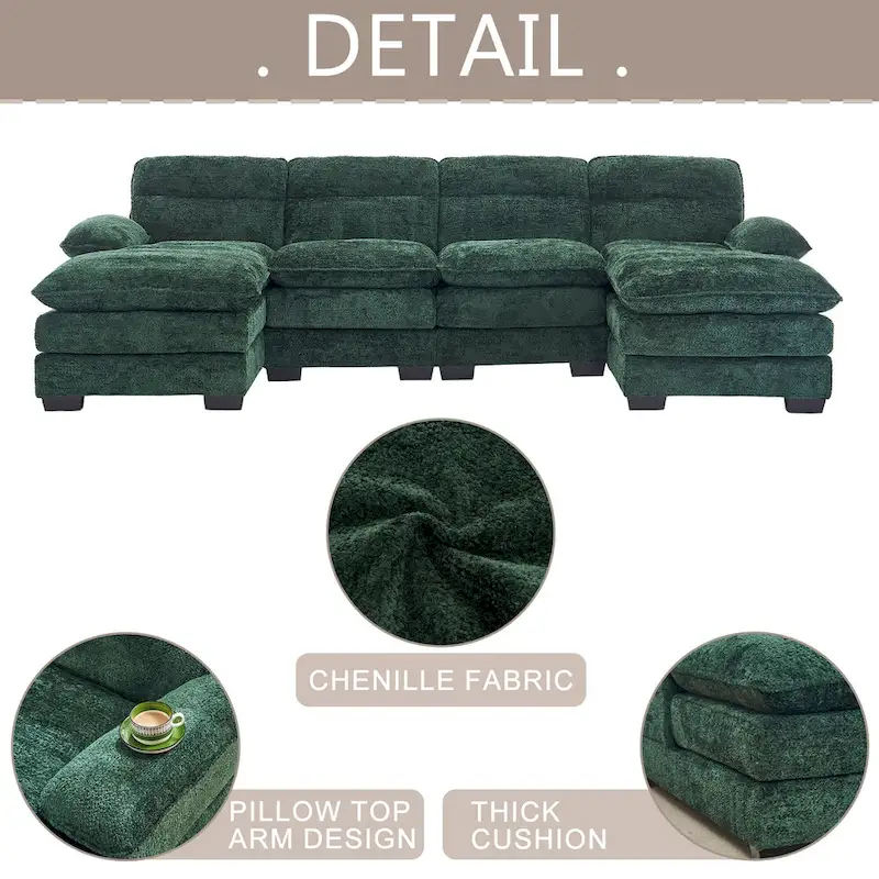 U-Shaped Chenille Sofa