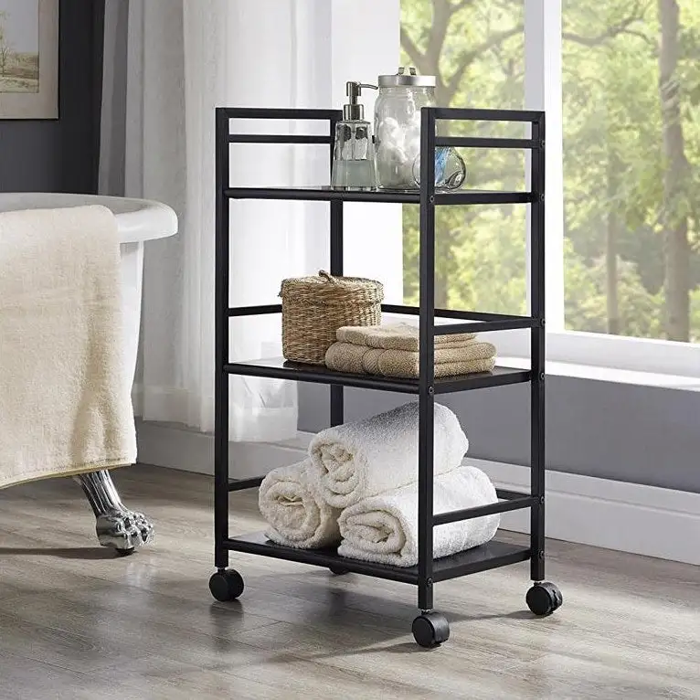 3-tier Rolling Black Utility Cart