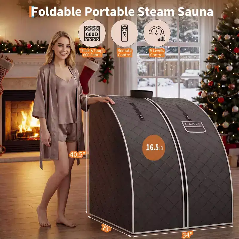 Portable Personal Steam Sauna Spa for Relaxation at Home, 60 Minute Timer, 1000 W Steam Generator, Chair Included (Black)
