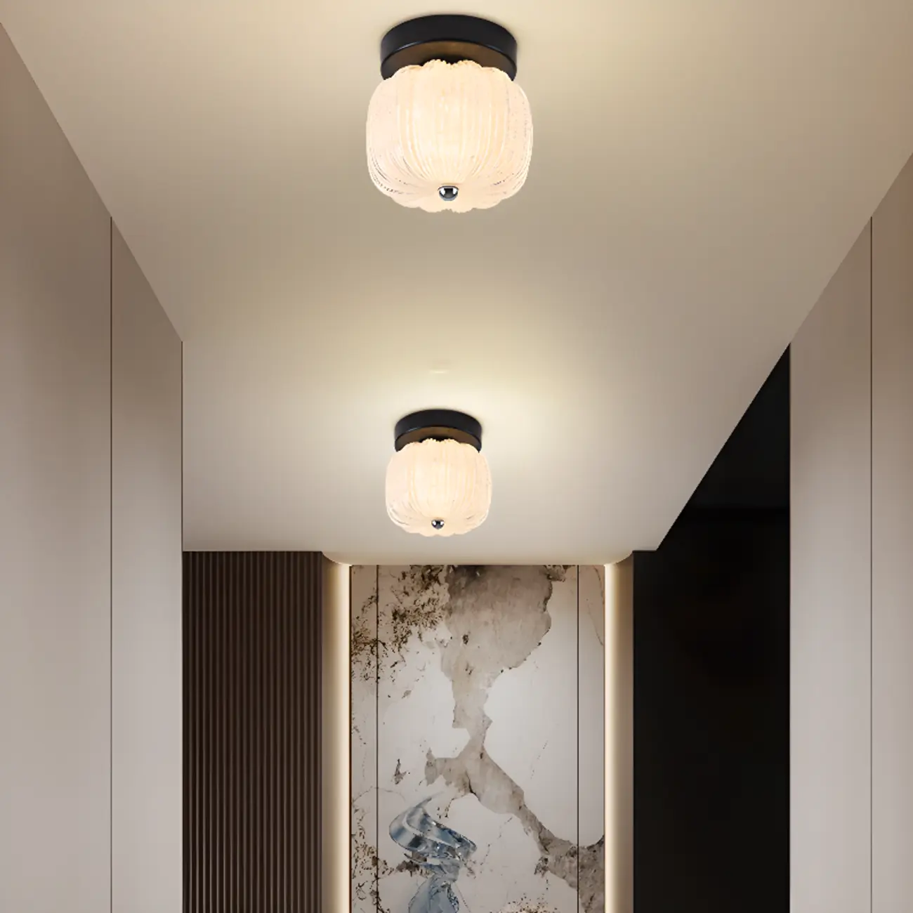 Mini Drum Shape Hallway Semi Flush Mount Ceiling Light