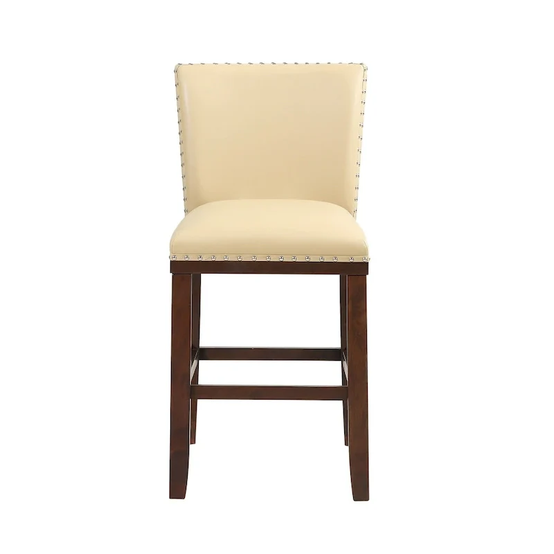 Wood and Faux Leather Bar Stool