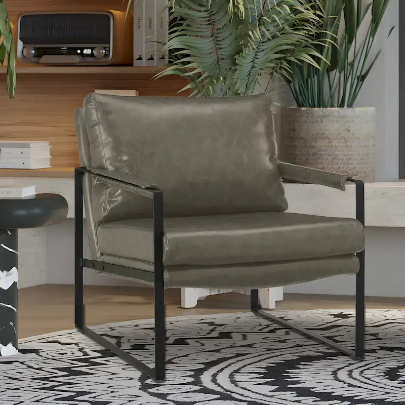 Art Leon Modern PU Leather Upholstered Arm Chair with Steel Frame