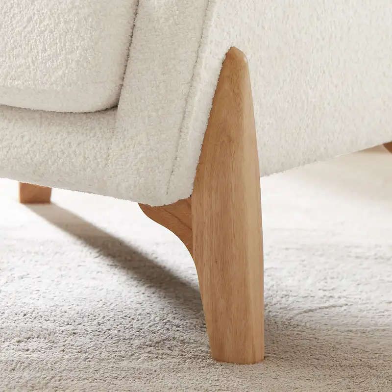 Mid-Century Modern Upholstered Accent Armchair with Rubber Wood Legs