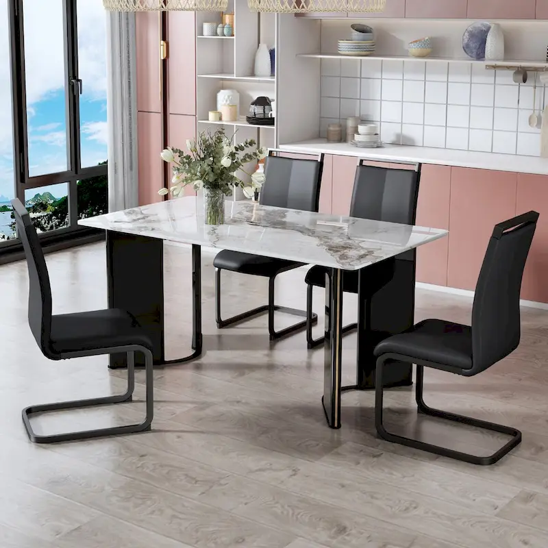 Rectangular Dining Table with 4 Chairs
