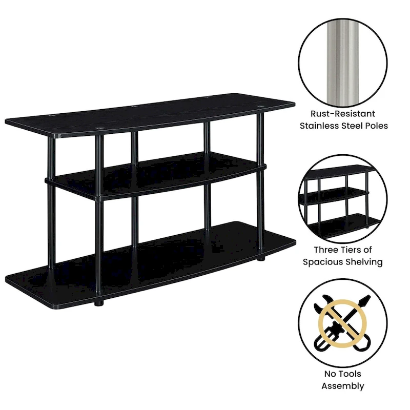 Convenience Concepts Designs2Go No Tools 3 Tier Wide TV Stand