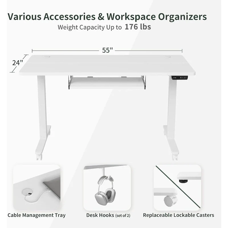 FEZIBO Standing Desk with Keyboard Tray, Electric Height Adjustable Desk, Sit Stand Up Desk, Computer Office Desk