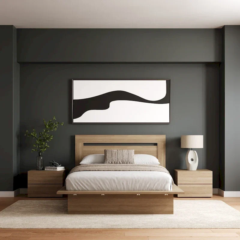 Malibu 4-Piece Bedroom Set with Bed, Headboard, and 2 Nightstands