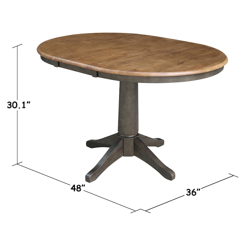 36 Round Solid Wood Extension Dining Table with 2 Dining Chairs