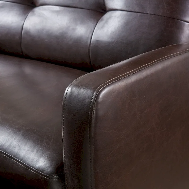 Brown Faux Leather 2-Seater Push-Back Recliner