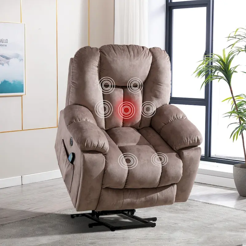 Grey/Beige/Black/Camel Power Lift Recliner Chair with Massage, Single Seat