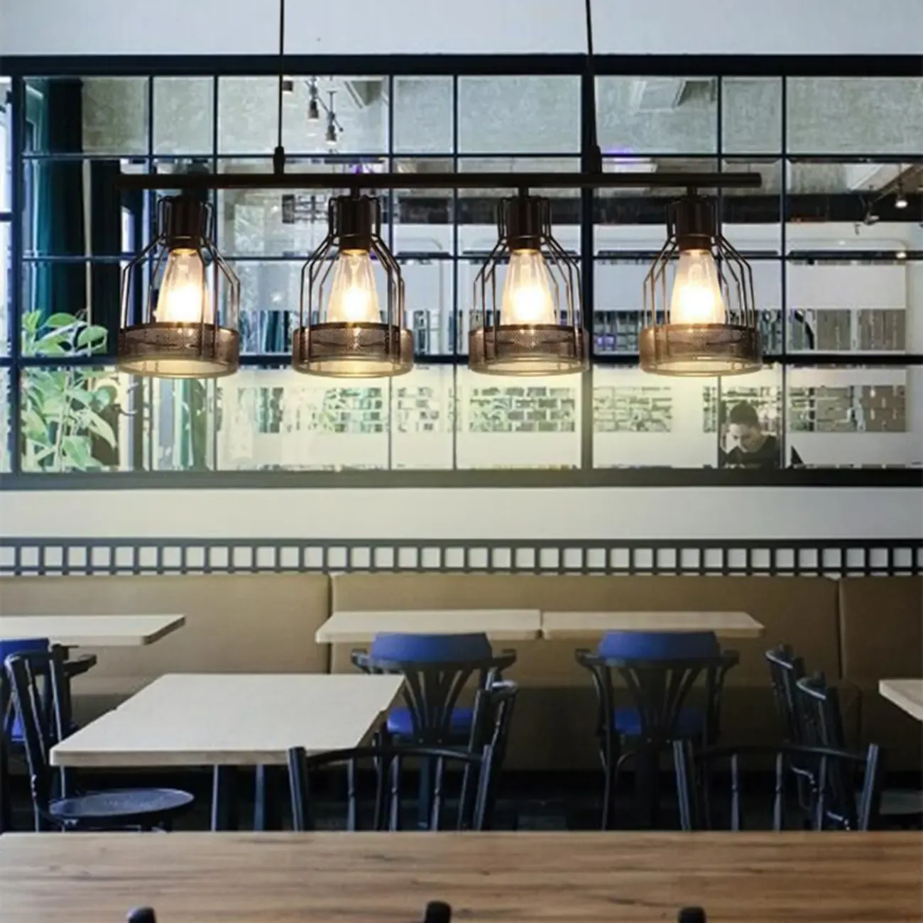 Industrial 4-Light Black Metal Bottle Pendant Light