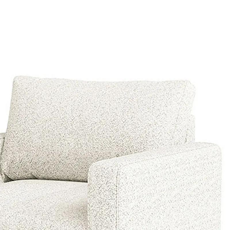 Remy Accent Chair, Bench Seat w Track Arms, Plush Off White Boucle