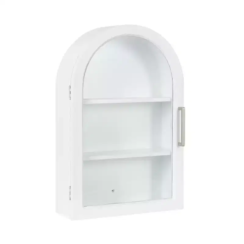 Kate and Laurel Arcott Arch Wall Cabinet, 16x7x24 White
