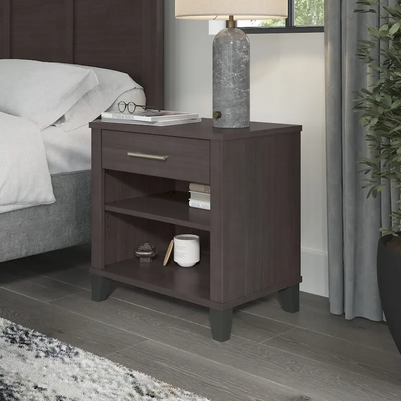 Transitional Grey Ash Nightstand