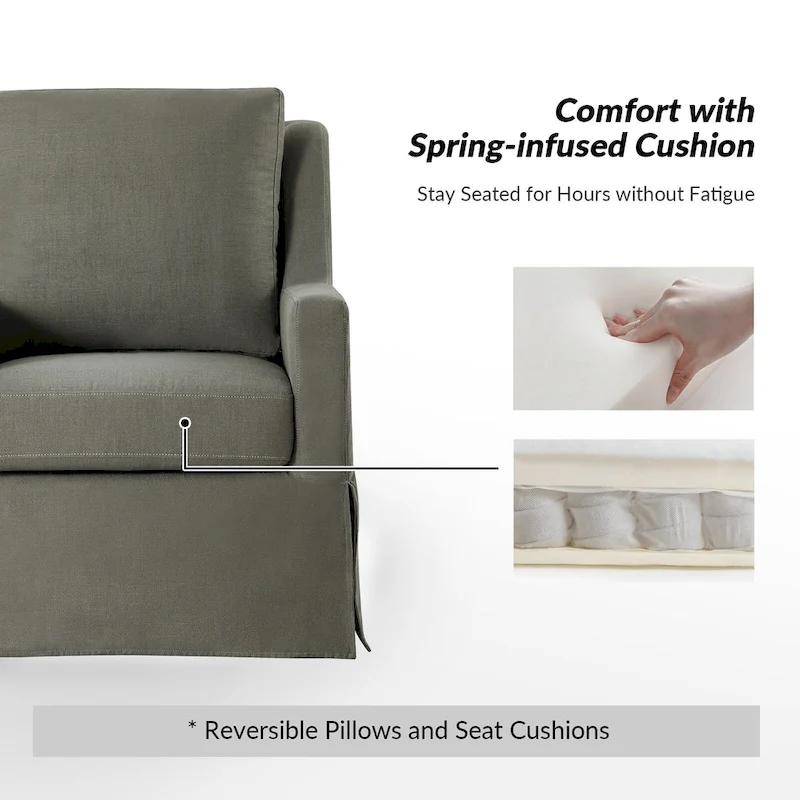 Stan Farmhouse Slipcover Rocking Swivel Chair by HULALA HOME