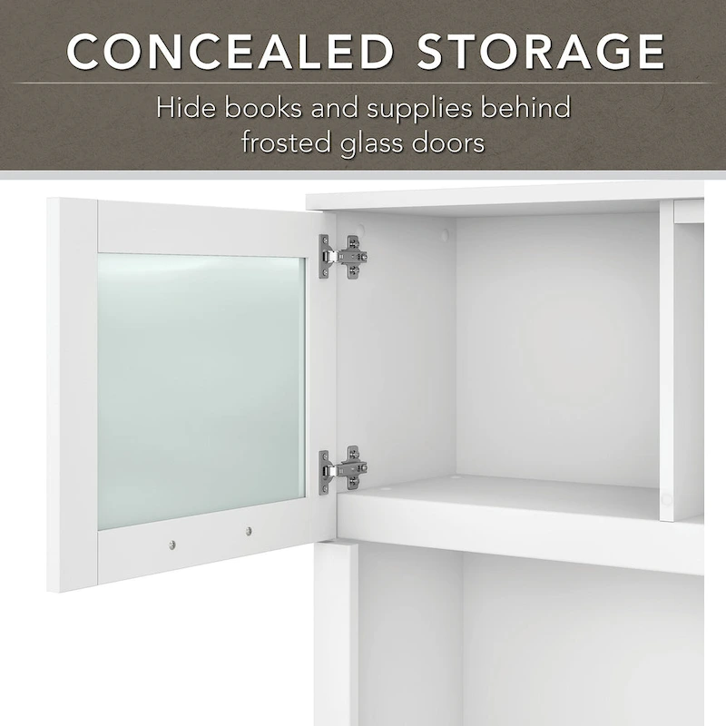 Somerset 72W L Shaped Desk with Hutch, Cabinet and Bookcase in Gray