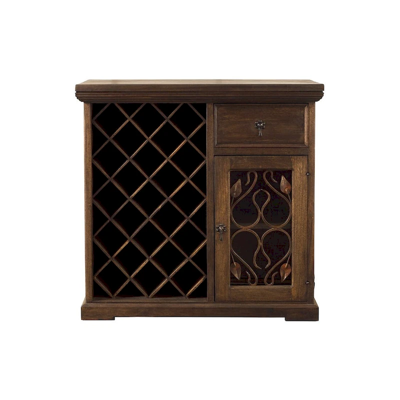 Handmade Solid Reclaimed Barn Wood & Forged Iron Hardware Wine Floor Cabinet for Indoor 40 Height - N/A