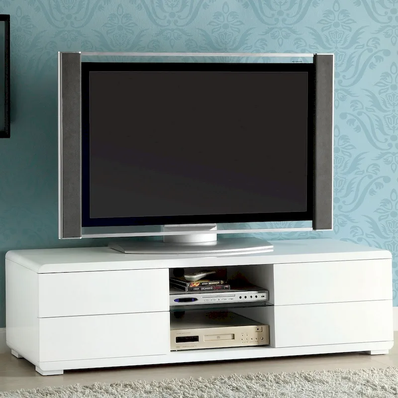 White / Black High Gloss TV Stand with 4 Drawers – For 1 Room