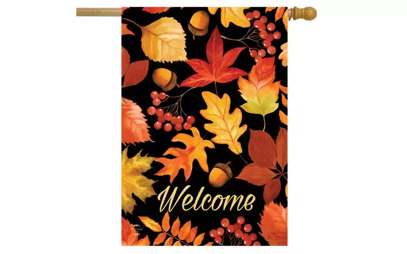 Briarwood Lane Fall House Flag 40x28 For Outdoor Fall Leaves & Acorns Welcome For Fall House Flag