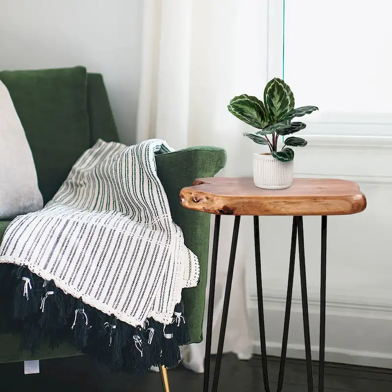 Live Edge Coffee Table - Cedar Wood - Black Hairpin Legs