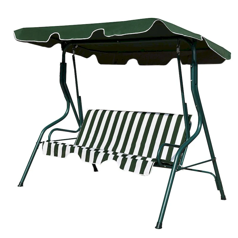 3 Seat Outdoor Patio Canopy Swing with Cushioned Steel Frame - 67.5 x 43.3 x 60.5(L x W x H)