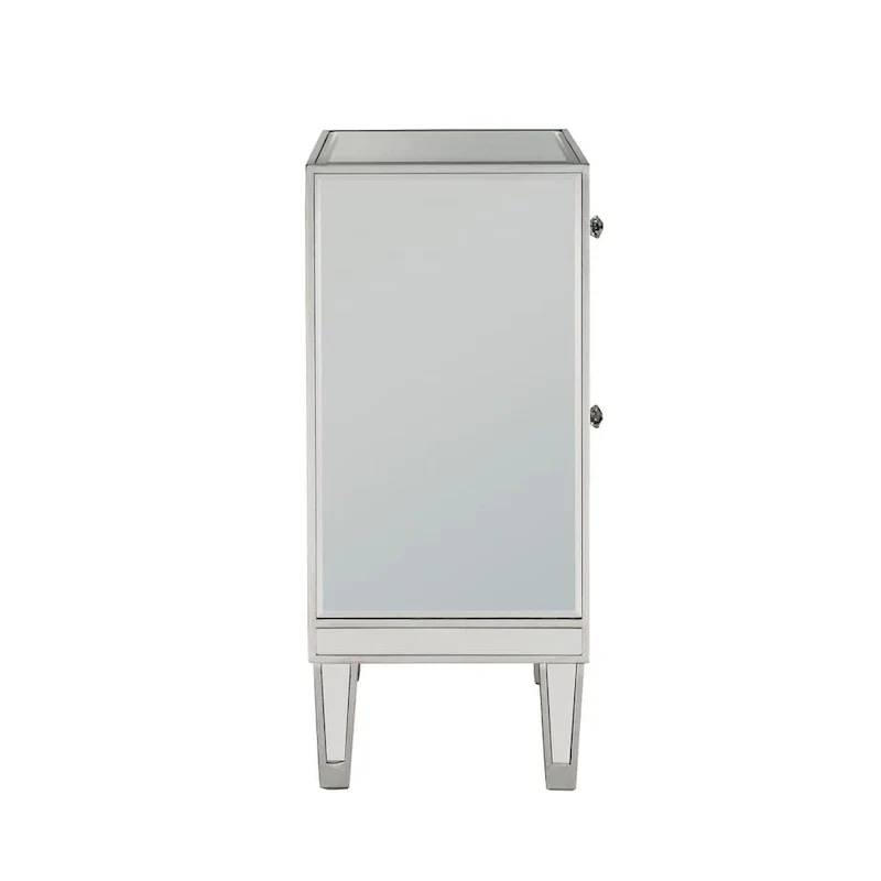 Silver / Gold / White Mirrored 1-Drawer Nightstand, 18