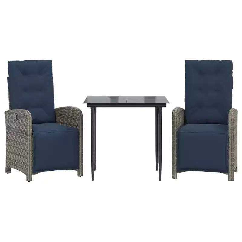 vidaXL Modern Garden Dining Set with Cushions in Poly Rattan