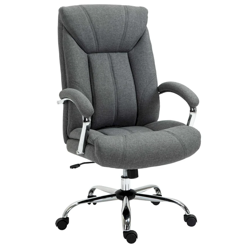 Vinsetto High Back Swivel Home Office Chair Task Ergonomic Linen Fabric Computer Chair, with Arm, Adjustable Height