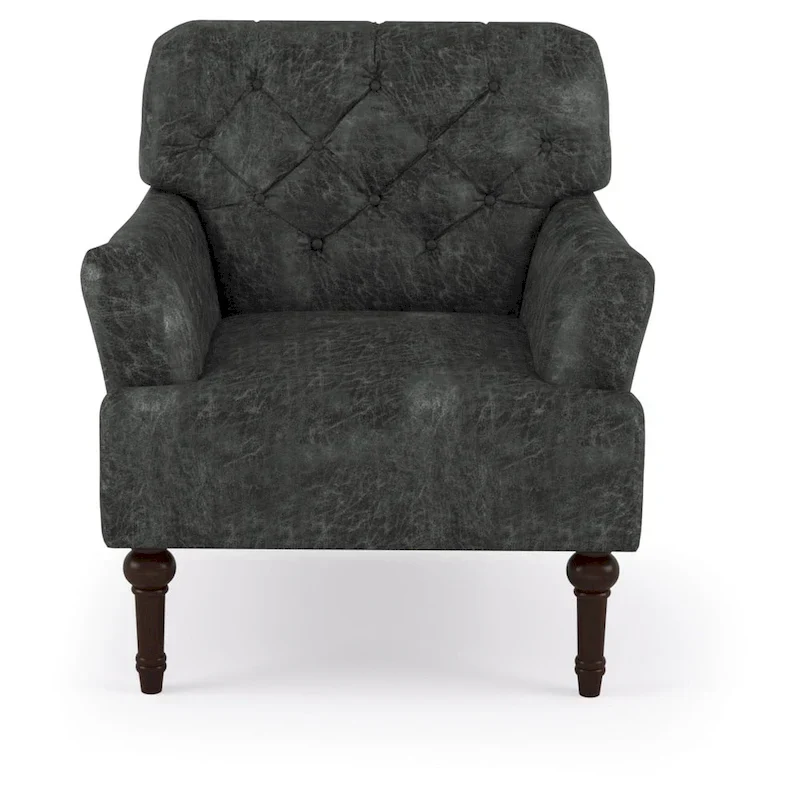 Purani Transitional Vinyl Tufted Wide Accent Chair with T-cushion by Furniture of America