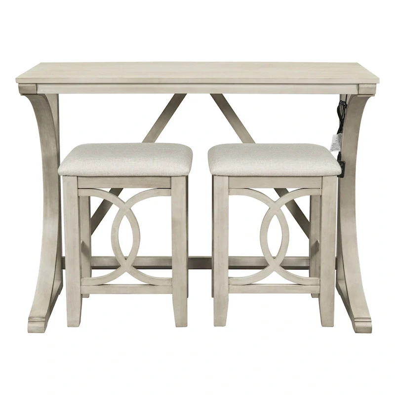 Farmhouse 3-Piece Counter Height Dining Table Set
