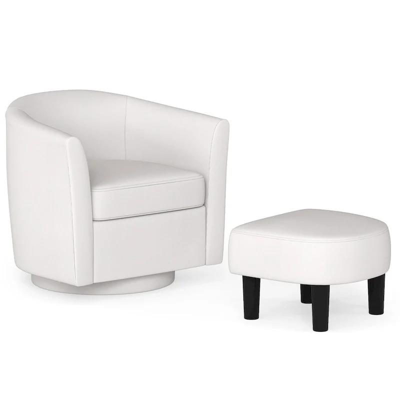 Modern Swivel Accent Chair with Ottoman for Living Room or Bedroom