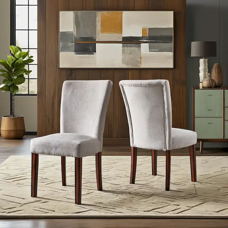Chenille Upholstered Dining Chairs Set of 2 - Espresso Legs